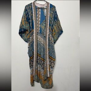 DR2 Bohemian Paisley Print Pleated Kimono